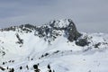 Plagne Centre, Winter landscape in the ski resort of La Plagne, France