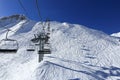 Plagne Centre, Winter landscape in the ski resort of La Plagne, France