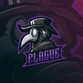 Plague doctor mascot logo design vector with modern illustration concept style for badge, emblem and tshirt printing. doctor Royalty Free Stock Photo