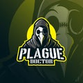 Plague doctor mascot logo design vector with modern illustration concept style for badge, emblem and tshirt printing. doctor