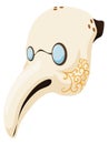 Plague Doctor mask with golden decorations over white background, Vector illustration