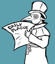 plague doctor with newspaper bw Royalty Free Stock Photo