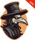 Plague doctor raven vector, illustration for printing, color plague doctor