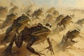 Plague of frogs in Egypt, Bible story. Generative AI