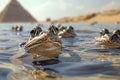 Plague of frogs in Egypt, Bible story. Generative AI Royalty Free Stock Photo