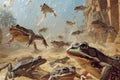 Plague of frogs in Egypt, Bible story. Generative AI Royalty Free Stock Photo