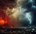 Thunderstorm of hail and fire