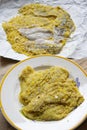 Plaice fillets just breaded Royalty Free Stock Photo