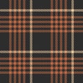 Brown, orange, beige plaid pattern vector. Seamless woven pixel texture.