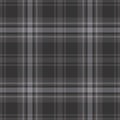 Check pattern in dark grey. Herringbone plaid for autumn winter textile. Seamless tartan texture for flannel shirt.