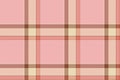 Plaid background, check seamless pattern in pink. Vector fabric texture for textile print, wrapping paper, gift card or wallpaper Royalty Free Stock Photo