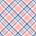 Plaid check pattern in navy blue, pink and white. Seamless fabric texture.