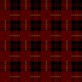 Plaid check pattern in red, black and white. Seamless fabric texture.