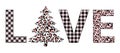 Plaid Christmas love tree winter leopard tree vector