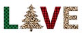 Plaid Christmas love tree winter leopard tree vector