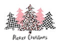 Plaid Christmas tree winter forest leopard tree vector