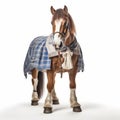 Plaid-clad Horse In Traditional Bavarian Clothing - Uhd Image