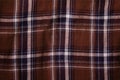 Plaid fabric background closeup laying flat