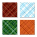 Plaid fabric texture set. Four seamless patterns. Royalty Free Stock Photo