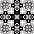 Plaid greek vector seamless pattern. Geometric tribal ethnic background. Ornamental tartan backdrop. Abstract flowers, geometry Royalty Free Stock Photo