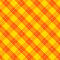 Plaid kitchen tablecloth pattern with vintage yellow-orange color. seamless geometric square checkered fabric pattern. autumn