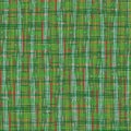 Plaid linen weave seamless vector pattern background. Densely woven style green backdrop. Tartan cloth weave repeat