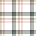 Seamless plaid pattern in green, pink, brown, grey and white.