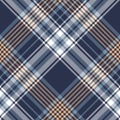 Plaid pattern abstract in blue, soft yellow, white. Houndstooth textured seamless tartan check plaid graphic for flannel shirt. Royalty Free Stock Photo