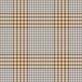 Plaid pattern abstract glen in brown, soft yellow, white. Herringbone textured seamless decorative light background for jacket. Royalty Free Stock Photo