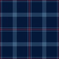 Plaid pattern autumn dark in blue and red. Seamless herringbone textured tattersall tartan check background graphic for flannel.