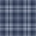 Plaid pattern autumn winter in dark blue grey. Seamless check vector graphic texture monochrome background for flannel shirt. Royalty Free Stock Photo