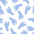 Plaid pattern baby boy blue foot print