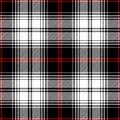 Plaid pattern in black, red, white for flannel shirt, duvet cover, blanket design. Vector large seamless tartan check plaid.