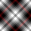 Plaid pattern in black, red, white. Seamless design for flannel shirt, duvet cover, blanket. Vector large tartan check plaid.