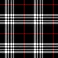 Plaid pattern in black, red, white. Seamless striped texture. Simple tartan check vector for flannel shirt, scarf, throw, blanket. Royalty Free Stock Photo