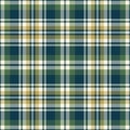 Plaid pattern in blue  green  gold  off white. Herringbone textured multicolored seamless tartan check plaid for flannel shirt. Royalty Free Stock Photo