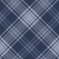 Plaid pattern in blue. Herringbone textured seamless monochrome tartan check plaid graphic for flannel shirt, skirt, tablecloth.