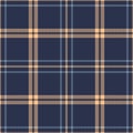 Plaid pattern in blue and soft yellow. Herringbone texture for autumn and winter fabrics.