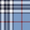 Plaid pattern in blue, white, red. Traditional Scottish Thomson tartan vector graphic for scarf, blanket, duvet cover, throw.