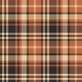 Plaid Pattern In Brown, Orange, Beige. Seamless Vector Background Texture. Tartan Check Plaid For Flannel Shirt, Skirt, Blanket.