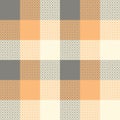 Plaid pattern in brown, soft orange, light yellow. Seamless tartan check plaid pixel art graphic for gift paper, tablecloth. Royalty Free Stock Photo