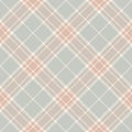 Plaid pattern check texture in grey, pink, beige. Seamless classic spring autumn winter soft pale tartan herringbone vector.