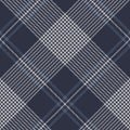 Plaid pattern checkered in blue and grey. Textured herringbone dark autumn winter check plaid background for blanket, skirt.
