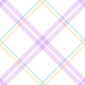 Plaid pattern classic in pastel purple, green, yellow, white. Textured seamless simple tartan check graphic for flannel shirt. Royalty Free Stock Photo