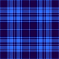 Plaid pattern in dark bright blue. Seamless monochrome tartan check plaid graphic for flannel shirt, blanket, throw.