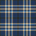 Plaid pattern flannel in blue and gold yellow. Tartan herringbone textured seamless summer autumn winter classic check background. Royalty Free Stock Photo