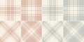 Plaid pattern for flannel shirt, scarf, blanket, duvet cover in soft cashmere grey, beige, powder pink. Seamless simple tartan.
