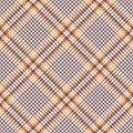 Plaid pattern glen tweed in orange, brown, white. Seamless decorative tartan check plaid graphic art background for skirt, throw. Royalty Free Stock Photo