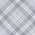 Plaid pattern in grey and white. Seamless herringbone textured autumn winter check plaid vector background for scarf, blanket.