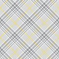 Plaid pattern in grey, yellow, white. Glen check plaid abstract tartan background texture for jacket, skirt, trousers. Royalty Free Stock Photo